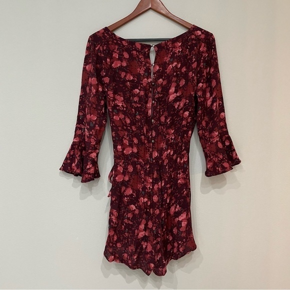 Free People Berry Wine Floral All the Right Ruffles Romper Size XS - Picture 3 of 10